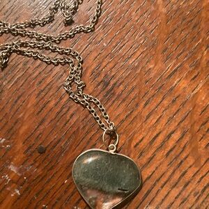 Vintage sterling silver angel hair rutilated quartz, silver set heart pendant ♥️